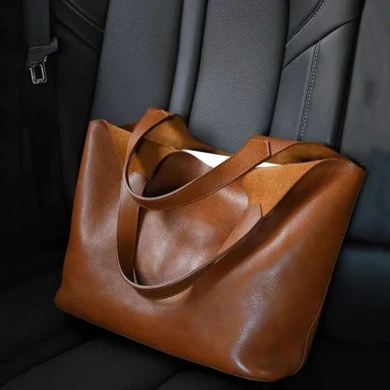Faux Leather Casual Tote Bag