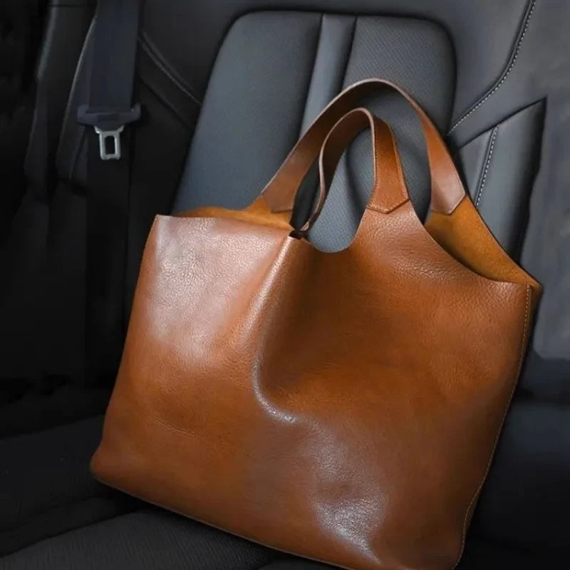Faux Leather Casual Tote Bag