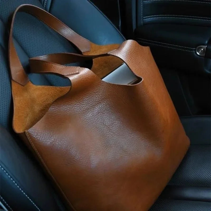 Faux Leather Casual Tote Bag