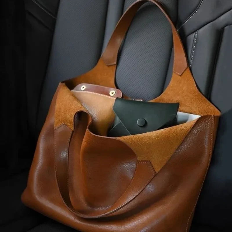 Faux Leather Casual Tote Bag