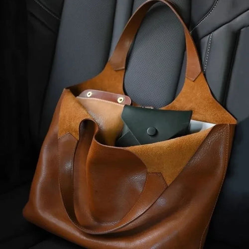 Faux Leather Casual Tote Bag