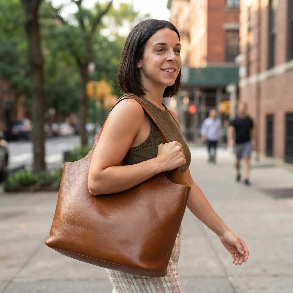 Faux Leather Casual Tote Bag